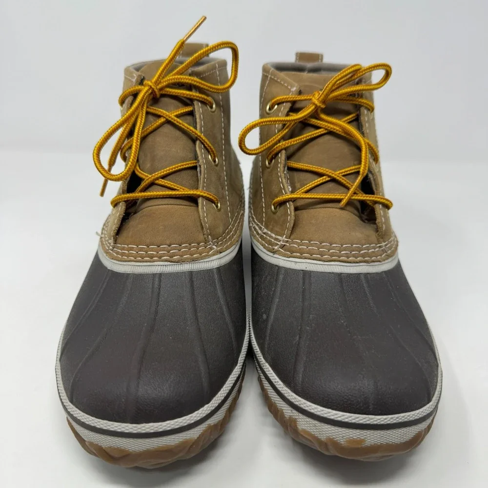 Eddie Bauer Hunt Pac Duck Boots Brown Leather Waterproof Rubber Ankle Women's 10